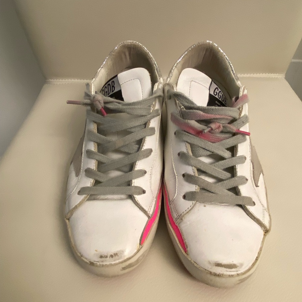 Golden goose sneakers size 7.5 white and pink